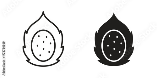 Pitaya icon set. black Illustration for graphic and web design.