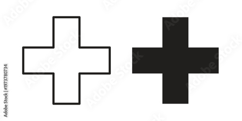 Plus icon set. black Illustration for graphic and web design.