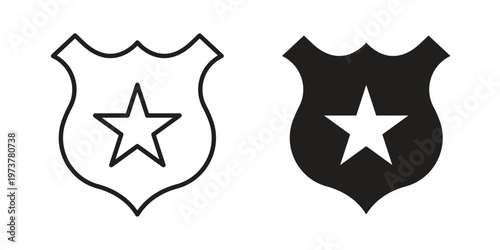 Police badge icon set. black Illustration for graphic and web design.