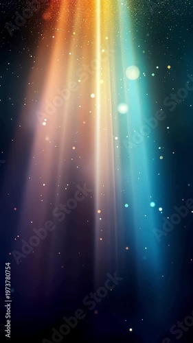 Radiant light beams dance in abstract multicolored cosmic display