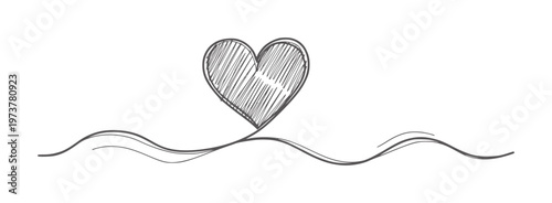 Hand drawn grey heart wavy line love symbol