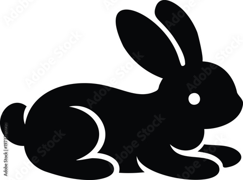 Relaxed bunny silhouette resting pose vector