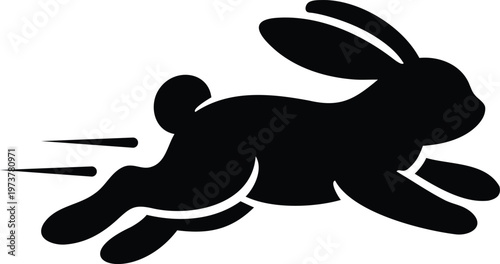 Leaping rabbit silhouette dynamic motion vector