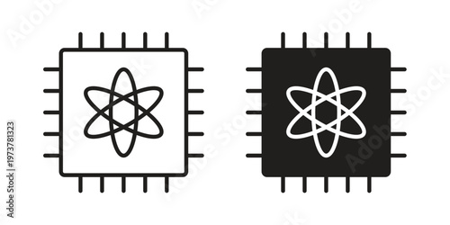 Quantum computing icon set. black Illustration for graphic and web design.