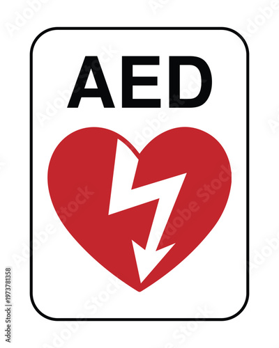 AED Defibrillator Sign Vector Graphic Heart Emergency Symbol Medical Icon