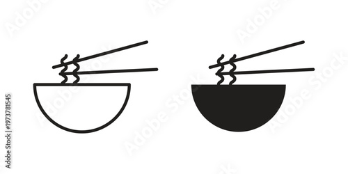Ramen icon set. black Illustration for graphic and web design.