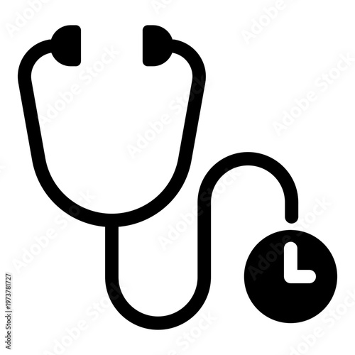 Tele-Consult Timer Icon. Timer, Consultation, Telemedicine Symbol. Illustration for Online Healthcare Concept.