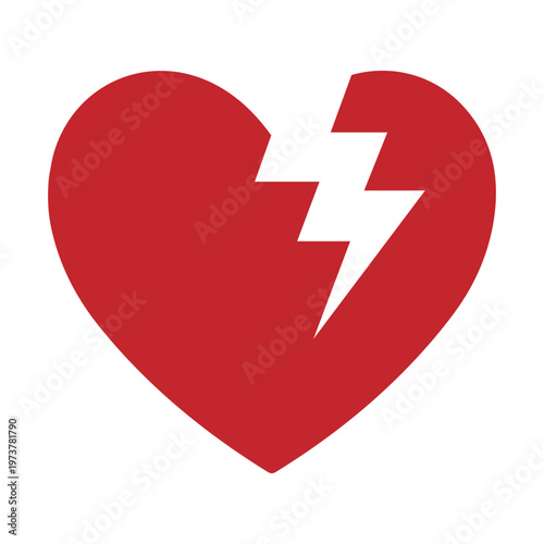 AED Heart Symbol Vector Graphic Red Defibrillator Lightning Icon