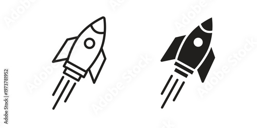 Rocket icon set. black Illustration for graphic and web design.