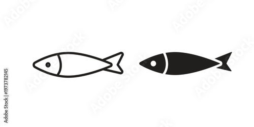 Sardine icon set. black Illustration for graphic and web design.