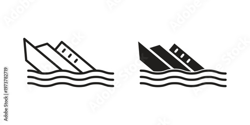 Sinking ship icon set. black Illustration for graphic and web design.