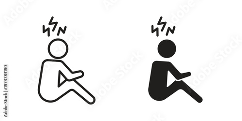 Stressed human icon set. black Illustration for graphic and web design.