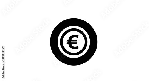 Black and white euro currency symbol on white background graphic