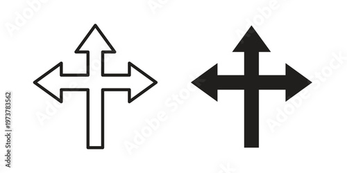 Three way icon set. black Illustration for graphic and web design.