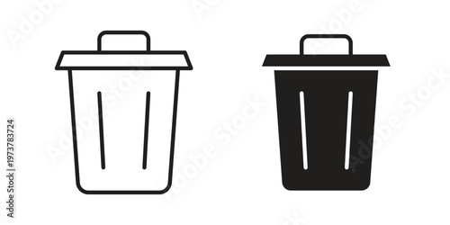 Trash Bin icon set. black Illustration for graphic and web design.