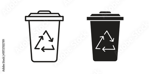 Trash compactor icon set. black Illustration for graphic and web design.
