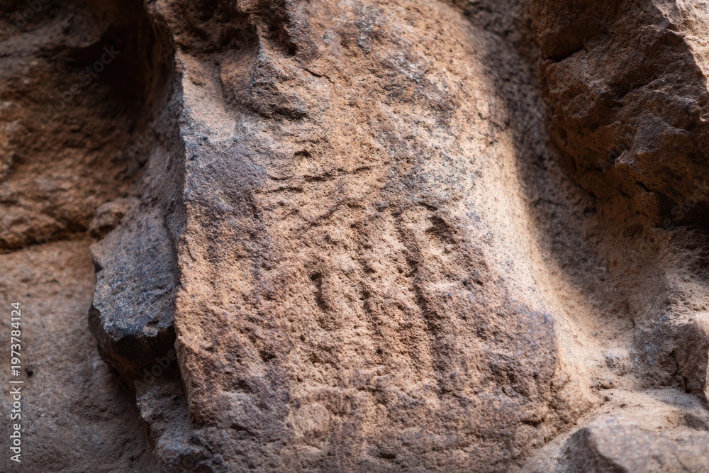 Obraz premium 史跡で発見された岩の表面の古代の彫刻