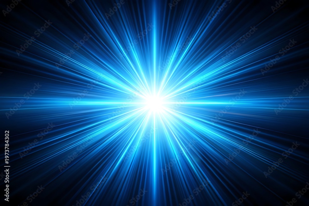Obraz premium Blue flash on a black background. Flying magical blue dus