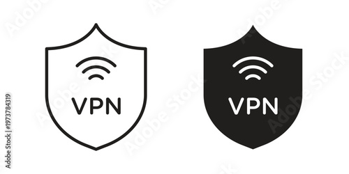 Vpn icon set. black Illustration for graphic and web design.