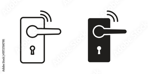 Wireless door lock icon set. black Illustration for graphic and web design.