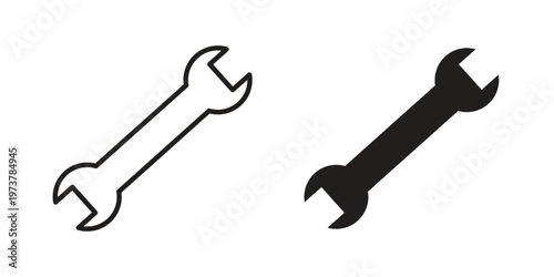 Wrench icon set. black Illustration for graphic and web design.