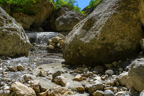 Rocky Stream in a Mountain Gorge. Dagestan Russia.