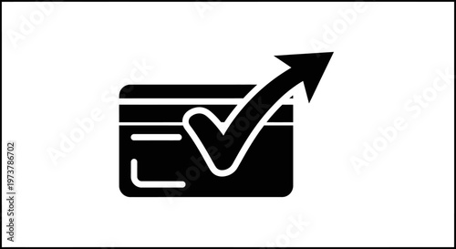 Approved credit card icon with upward arrow and checkmark symbol