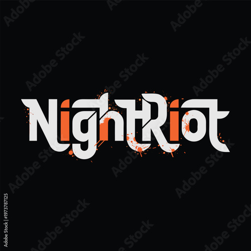 NightRiot Flat Vector Logo – Urban Graffiti Typography Design