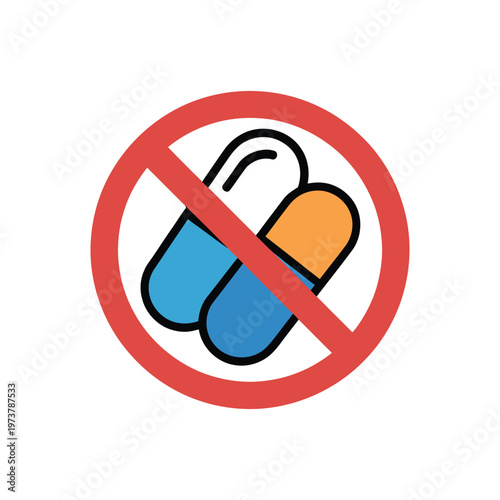 No pills icon icon vector on White Background ,Vector Art Illustration on white background.