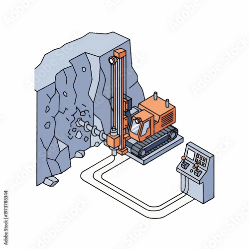 Mining drilling machine in operation.