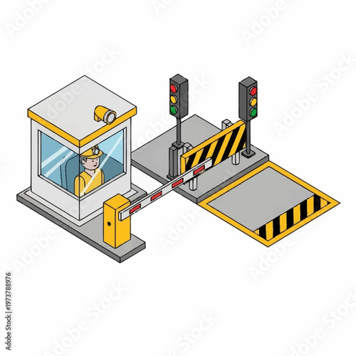 Toll Booth Gate with Attendant Inside.