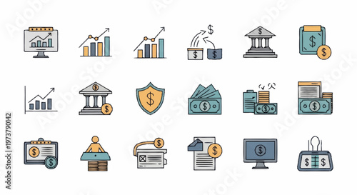 Business finance icons and symbols.
