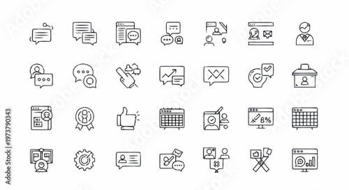 Collection of business communication icons.
