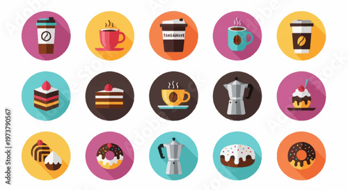 Colorful Food and Drink Icons.
