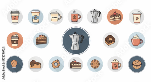 Coffee icons and symbols collage.