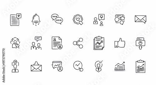 Collection of business communication icons.