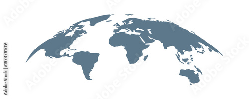 Curved World Map Vector, Globe Planet Concept Map For Website, Annual Report, Infographics, World Map Illustration, Vector Illustration