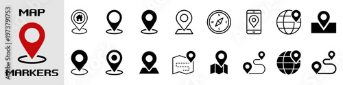 Maps pin. Location map icon set