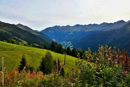 Austrian Alps - view from the path at the Alm Museum into the Paznaun Valley near Kappl