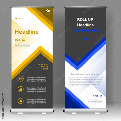 Abstract Roll up banner vertical template design, for brochure, business, flyer, infographics. modern x-banner and flag-banner advertising. vector illustration