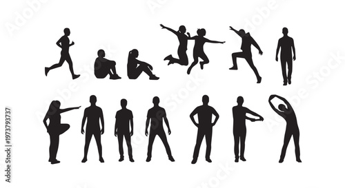Illustration of various human figures in different postures and styles for creative reference and inspiration
