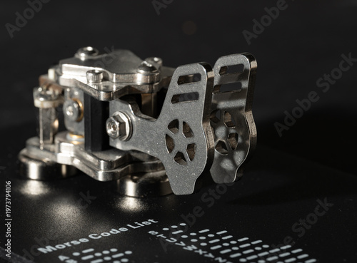Canvastavla Closeup view of an Iambic paddle key used to send Morse Code