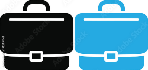 Two suitcases a black and a blue icon set