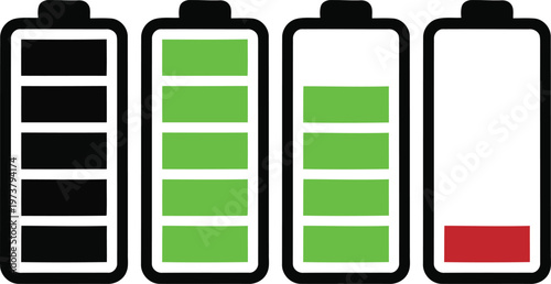 Title battery level indicators a visual representation of charge status description four battery icons display varying charge levels from full to critically