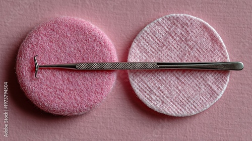Screwdriver on Pink Fabric Circles