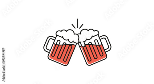 Two beer glasses clinking together in a celebratory toast symbolizing friendship social gathering and nightlife activities.