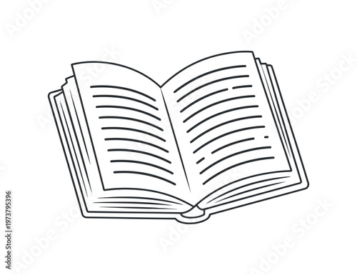 Detailed vector illustration of an open book with lined pages