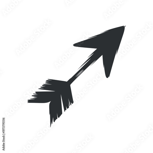 A black vector arrow illustration pointing upwards with a brush stroke design, indicating growth and progress in a dynamic, graphic style.