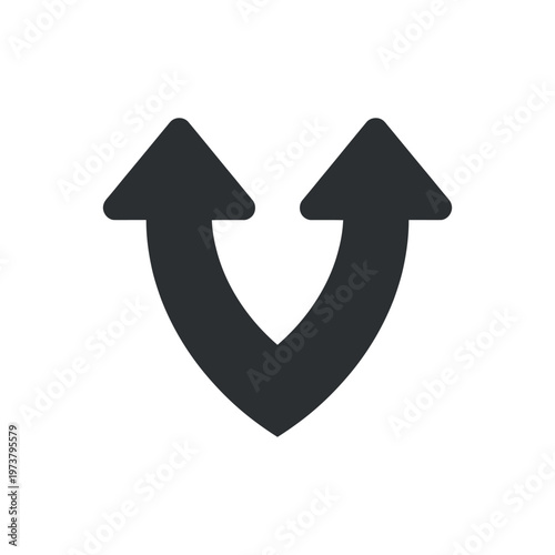 Black vector graphic illustration of two arrows pointing upwards, symbolizing growth and increase, in a simple design.