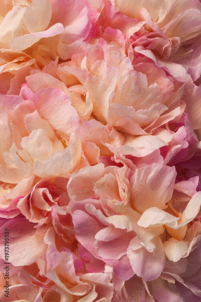 Obraz premium Soft pastel peony bloom close-up texture background for romantic wedding invitation card poster design